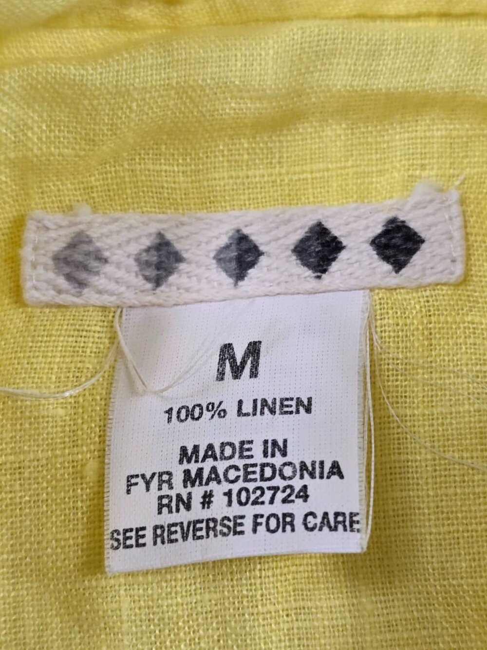Yellow Womens Medium 100% Linen Button-Down Shirt Lagenlook - Picture 2 of 3